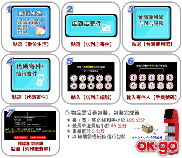 店到店寄件 多媒體機 Kiosk 操作說明 Ok Mart Ok Go Ezship台灣便利配
